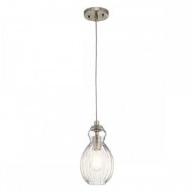 RIVIERA ceiling pendant on brushed nickel suspension with tulip shaped glass shade