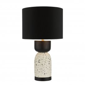 white table lamp complete with black shade 