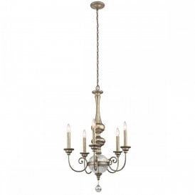 ROSALIE traditional colonial style chandelier in sterling gold finsh - 5 lights