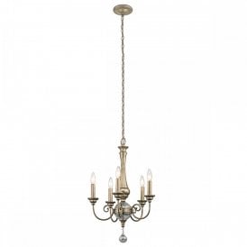 ROSALIE traditional colonial style chandelier in sterling gold finsh - compact 5 light
