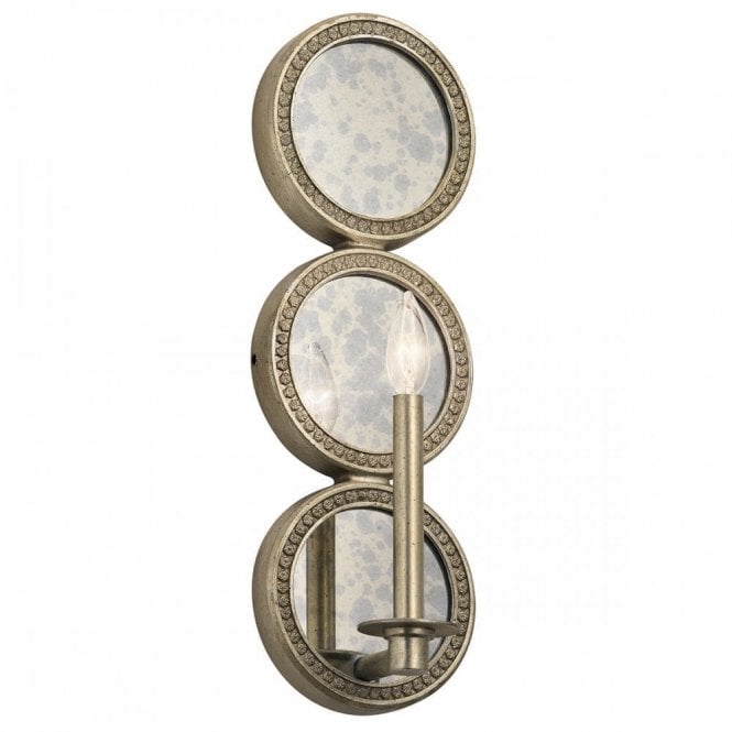ROSALIE traditional sterling gold wall sconce with antique mirror back plate