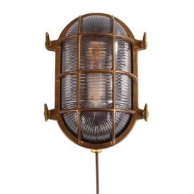 ROSS Marine Nautical Bulkhead Wall Light in Antique Brass