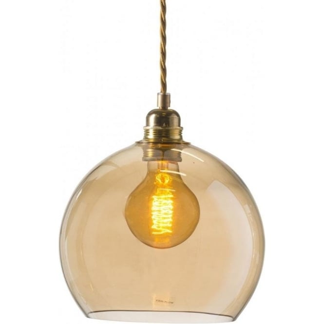 ROWAN golden smoked glass ceiling pendant light (small)