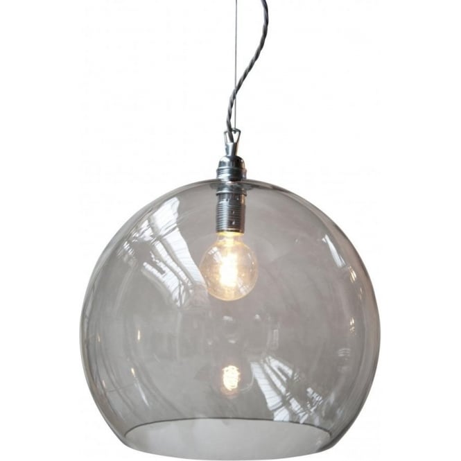 ROWAN large smoky grey glass ceiling pendant light