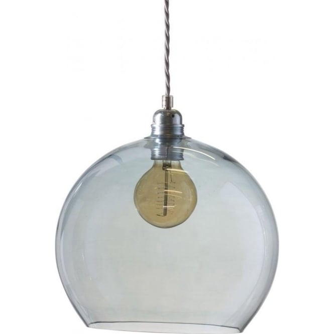 ROWAN medium transparent topaz blue glass ceiling pendant light