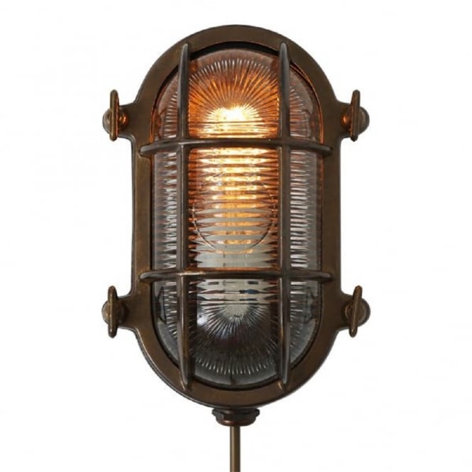 RUBEN Small Oval Marine Light in Antique Brass
