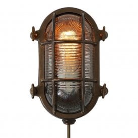 RUBEN Small Oval Marine Light in Antique Brass