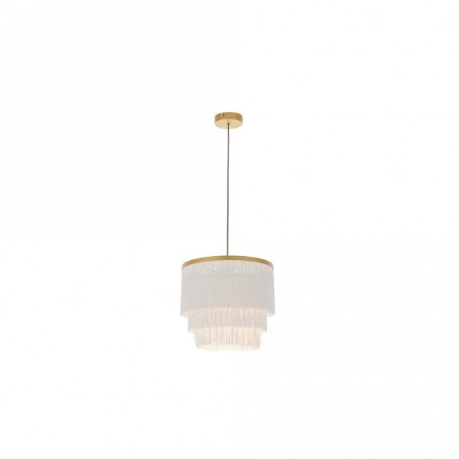 RUFFLE Gold With White Fringe Medium Pendant Light