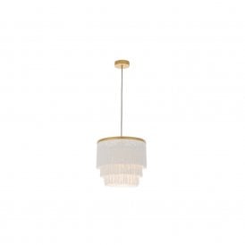 RUFFLE Gold With White Fringe Medium Pendant Light