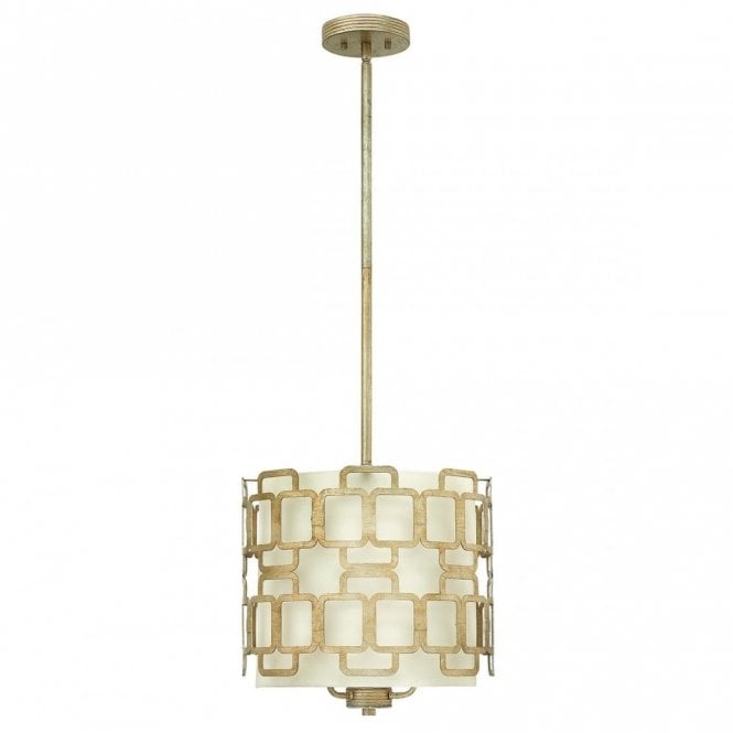 SABINA geometric Deco style ceiling pendant in silver leaf finish