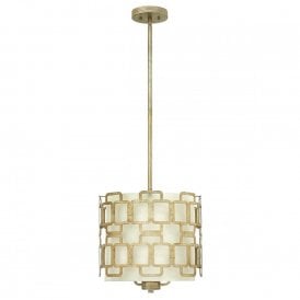 SABINA geometric Deco style ceiling pendant in silver leaf finish