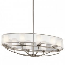 SALDANA large oval pewter chandelier with organza shade