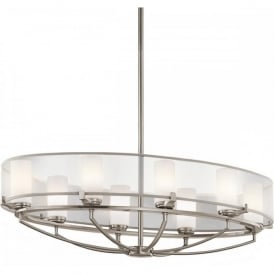SALDANA large oval pewter chandelier with organza shade