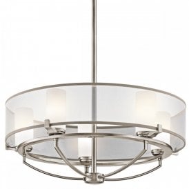 SALDANA modern pewter drum pendant ceiling light with 5 bulbs