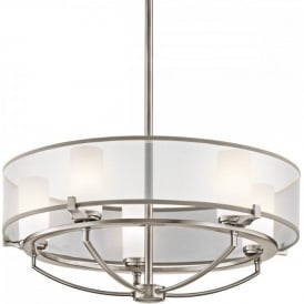SALDANA modern pewter drum pendant ceiling light with 5 bulbs