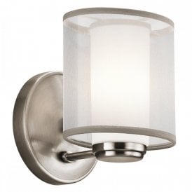 SALDANA modern pewter wall light with organza shade