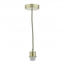 E27 Ceiling Suspension in Satin Brass With Clear Cable