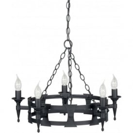 SAXON 5 light Medieval wrought iron chandelier