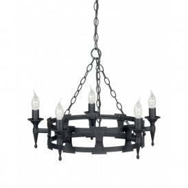 SAXON 5 light Medieval wrought iron chandelier