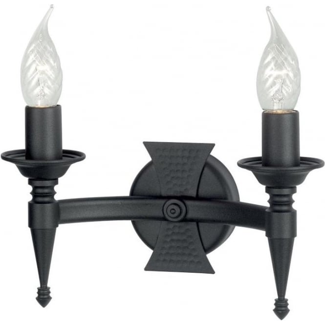 SAXON black wrought iron double wall light