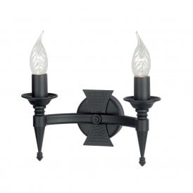 SAXON black wrought iron double wall light