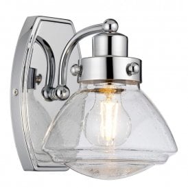 SCHOLAR 1 Light Bathroom Wall Light | Polished Chrome | Clear Seedy Glass