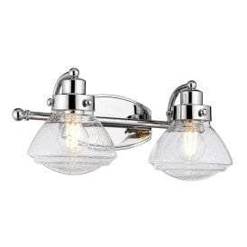 SCHOLAR 2 Light Bathroom Wall Light | Polished Chrome | Clear seeded Glass