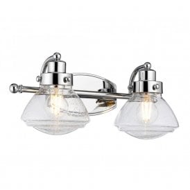 SCHOLAR 2 Light Bathroom Wall Light | Polished Chrome | Clear seeded Glass