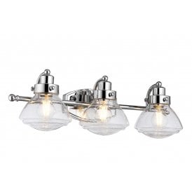 SCHOLAR 3 Light Bathroom Wall Light | Polished Chrome | Clear Seeded Glass