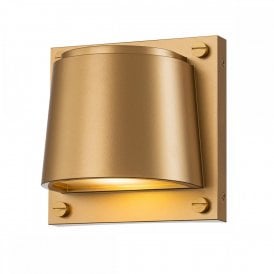 hooded brass wall light with decorative screws