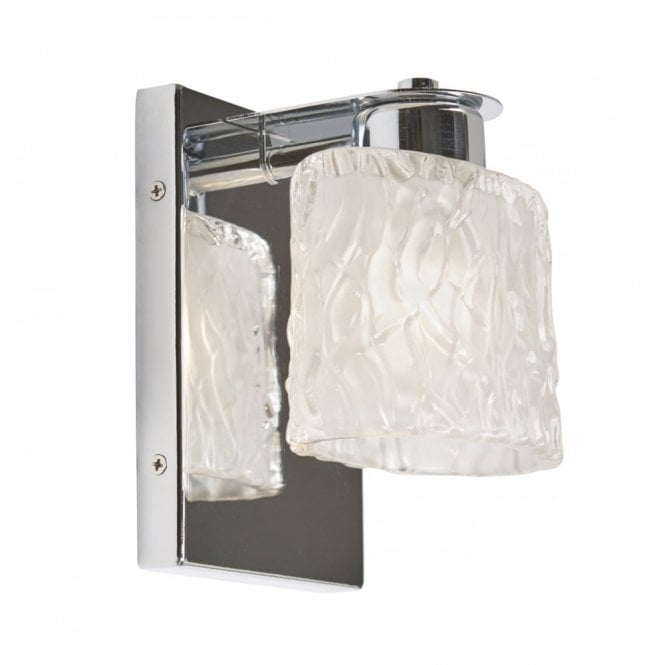 SEAVIEW LED chrome bathroom wall light with ripple effect glass shade