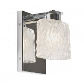 SEAVIEW LED chrome bathroom wall light with ripple effect glass shade