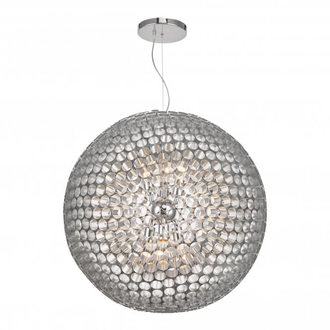 SERAFINA double insulated brushed chrome ball ceiling pendant - large