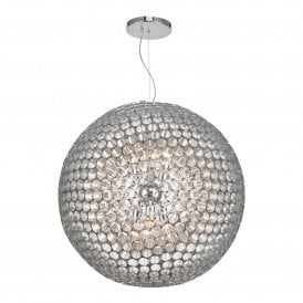SERAFINA double insulated brushed chrome ball ceiling pendant - large
