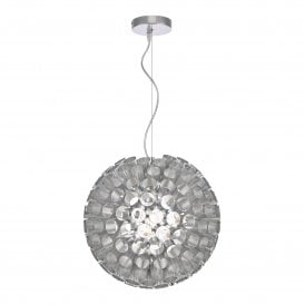 SERAFINA double insulated brushed chrome ball ceiling pendant - small