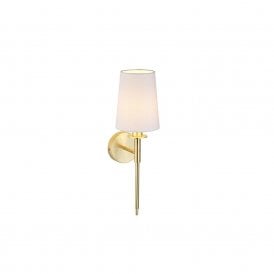 SERENE Satin Brass Plated Wall Light With White Shade