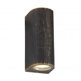SHAY double flush fit exterior wall light in rustic black/gold finish