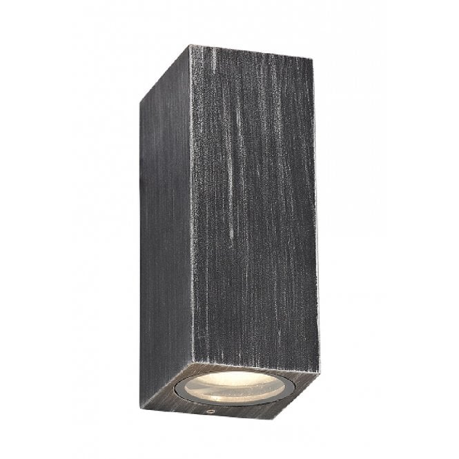 SHAY double flush fit exterior wall light in rustic black/silver finish