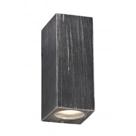 SHAY double flush fit exterior wall light in rustic black/silver finish