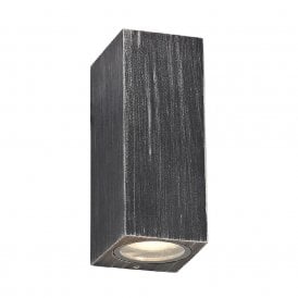 SHAY double flush fit exterior wall light in rustic black/silver finish