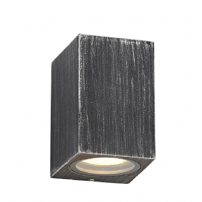 SHAY single flush fit exterior wall light in rustic black/silver finish