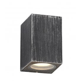 SHAY single flush fit exterior wall light in rustic black/silver finish