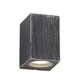 SHAY single flush fit exterior wall light in rustic black/silver finish