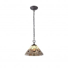 SIAN 2 Light Tiffany Downlighter Ceiling Pendant 31cm White, Grey, Black, Crystal, Antique Brass