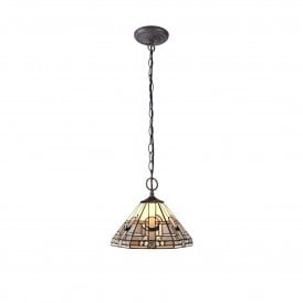 SIAN 2 Light Tiffany Downlighter Ceiling Pendant 31cm White, Grey, Black, Crystal, Antique Brass