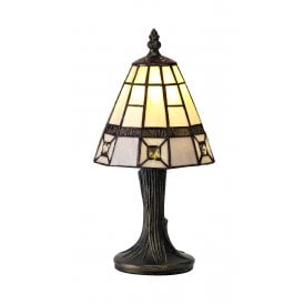 SIAN small geometric Tiffany glass table lamp with grey border