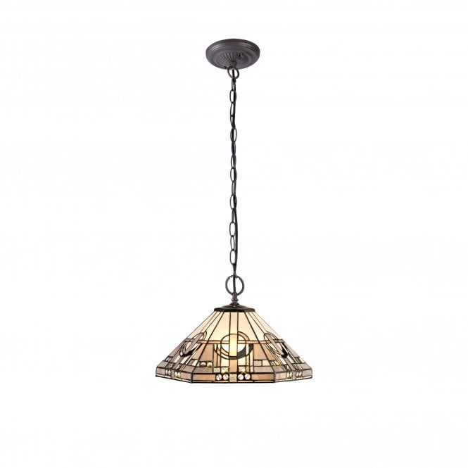 SIAN Tiffany 2 Light Downlighter Ceiling Pendant 40cm White, Grey, Black, Crystal, Antique Brass