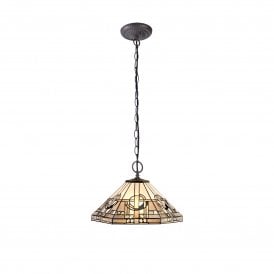 SIAN Tiffany 2 Light Downlighter Ceiling Pendant 40cm White, Grey, Black, Crystal, Antique Brass