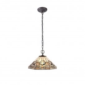 SIAN Tiffany 2 Light Downlighter Ceiling Pendant 40cm White, Grey, Black, Crystal, Antique Brass