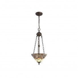 SIAN Tiffany 2 Light Uplighter Ceiling Pendant White, Grey, Black, Crystal, Antique Brass
